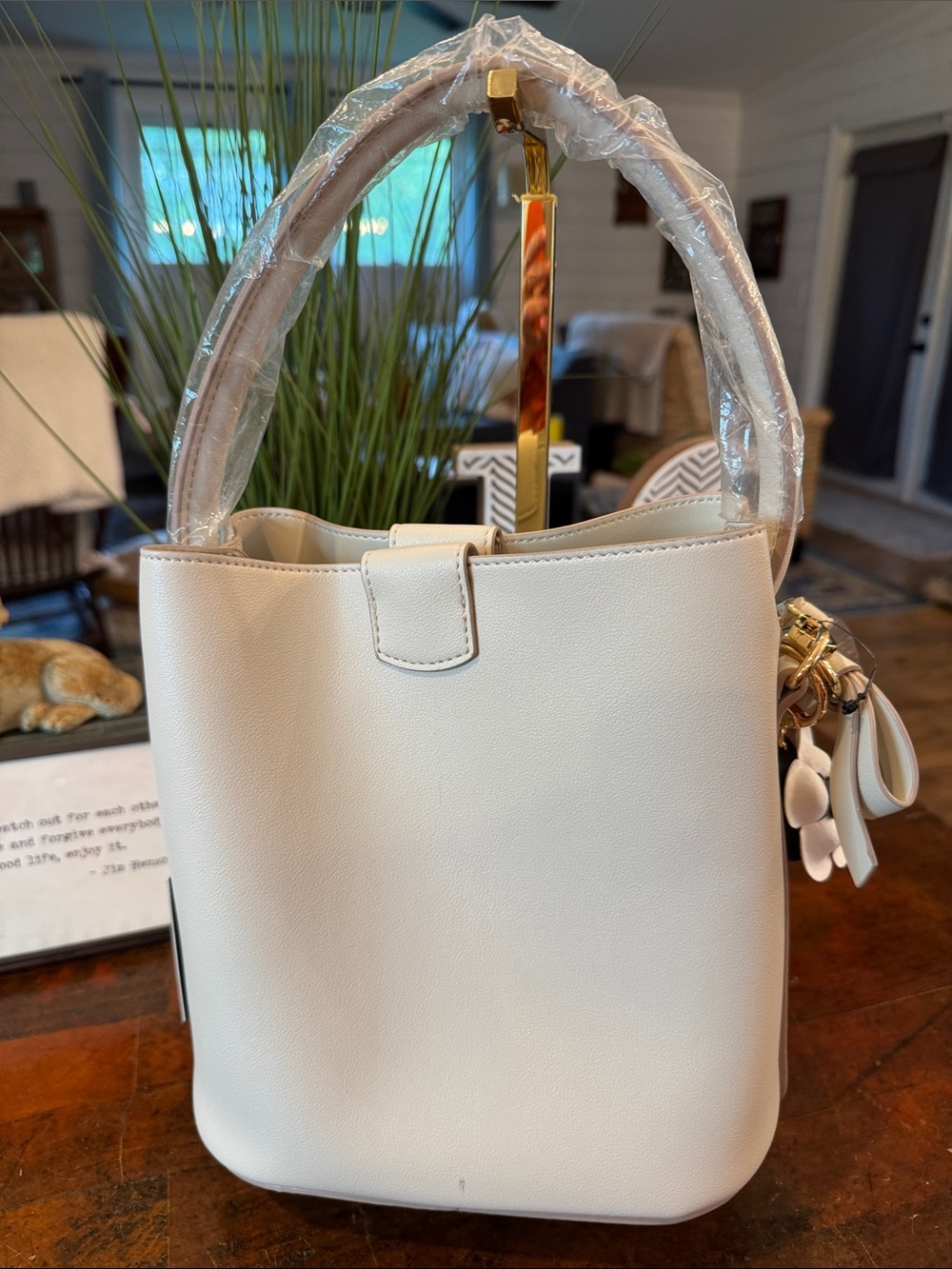 Nanette Lepore Cream Shoulder Bag with Gold Accents - Picture 7 of 12
